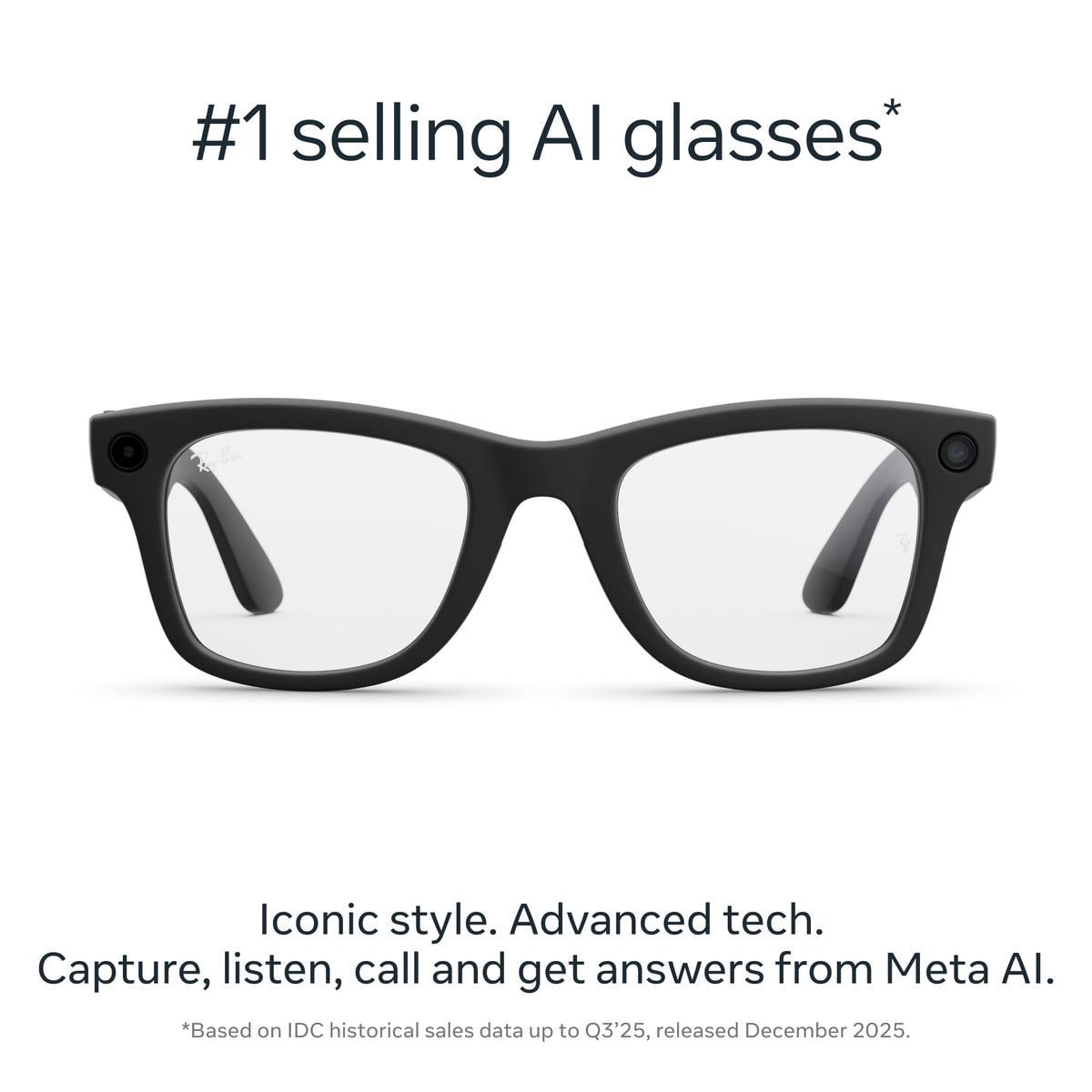 Ray-Ban Meta Gen 2 Wayfarer Smart Glasses with 3K Camera, Live Translation & AI | Clear Lenses