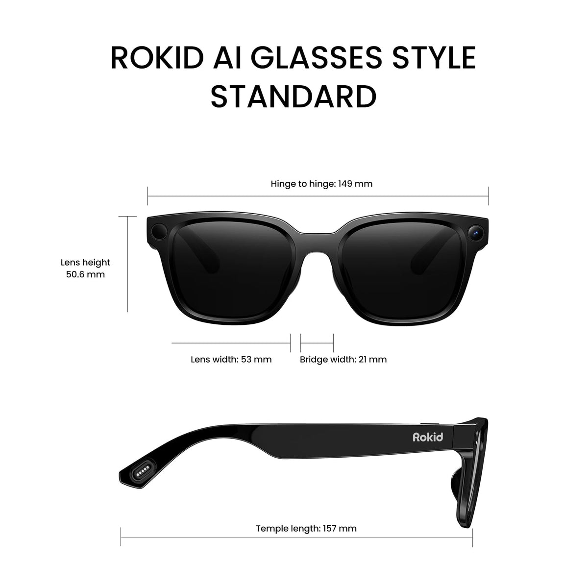 Rokid 2026 AI Smart Glasses – ChatGPT & Gemini, 12MP Camera, Real-Time Translation 89 Languages, 38.5g