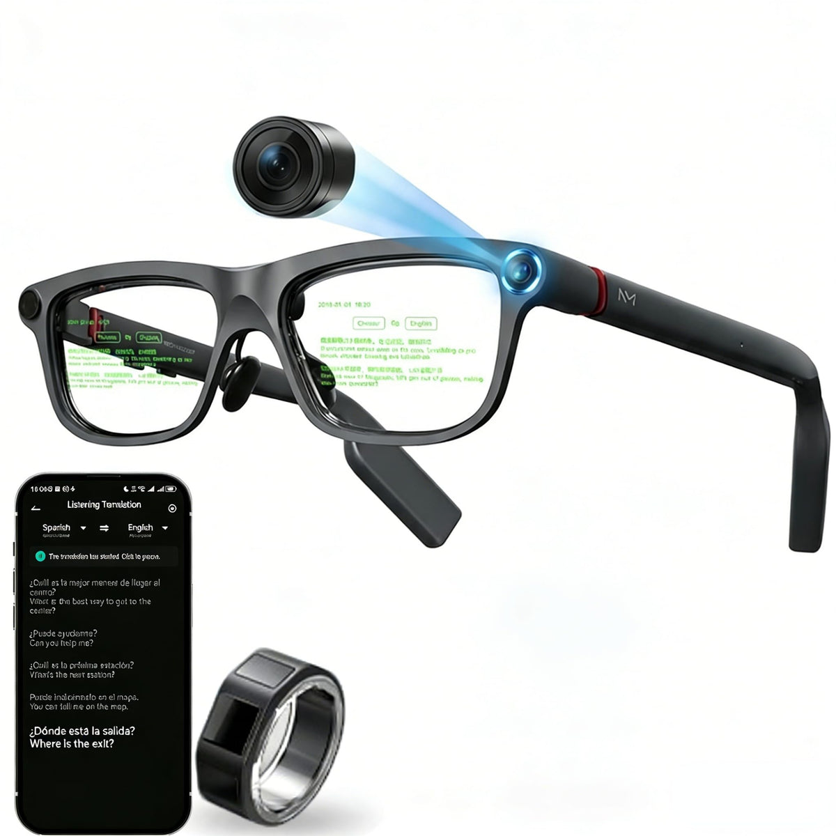 AI Translation Smart Glasses with AR Display & Invisible Teleprompter – 260+ Languages Real-Time