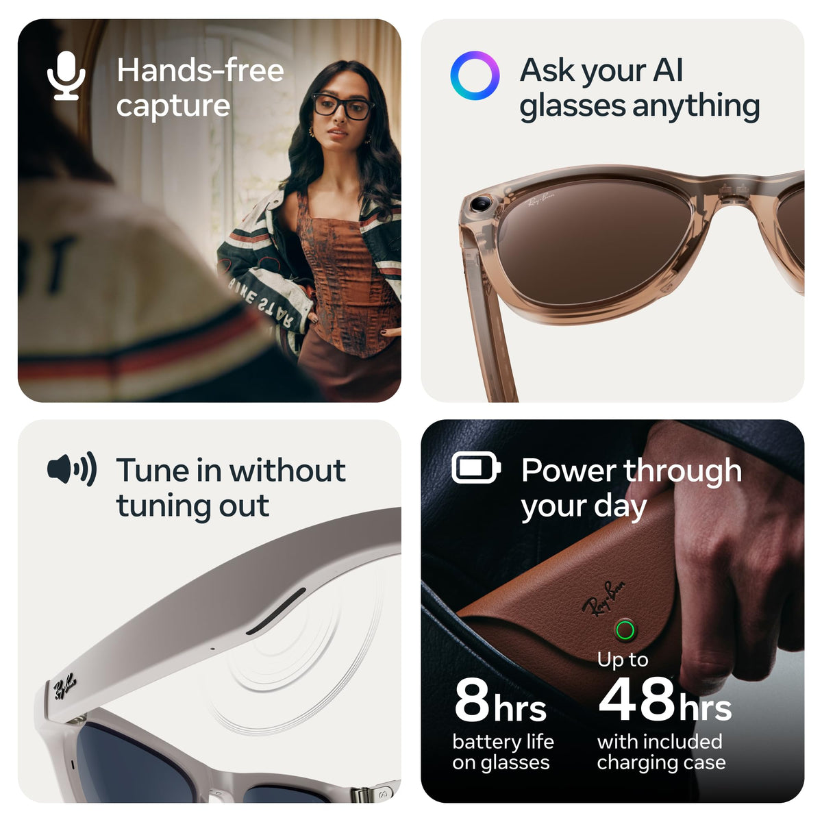 Ray-Ban Meta Gen 2 Wayfarer Smart Glasses with 3K Camera, Live Translation & AI | Clear Lenses